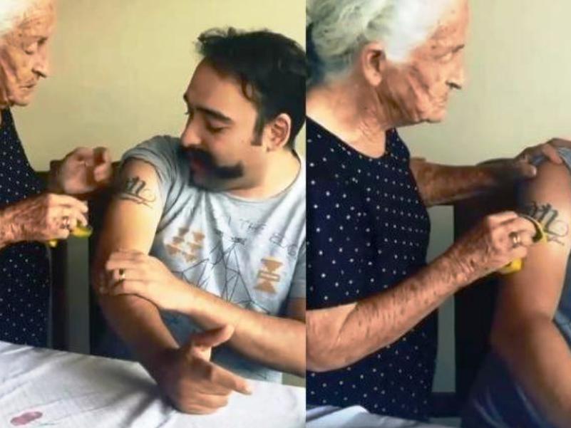 Γριούλα προσπαθεί να σβήσει το τατουάζ του γιου της με… σφουγγάρι (vid) | Pagenews.gr Γριούλα προσπαθεί να σβήσει το τατουάζ του γιου της με… σφουγγάρι (vid) | Pagenews.gr